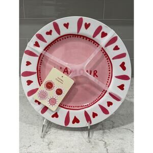 Set 4 Valentines Day 9” Melamine Appetizer Dessert Plates Hearts & Kisses New